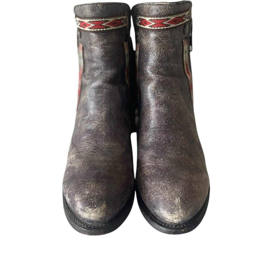 Corral Womens Distressed Leather Side Fringe Ankle Boots E1222 Sz 8